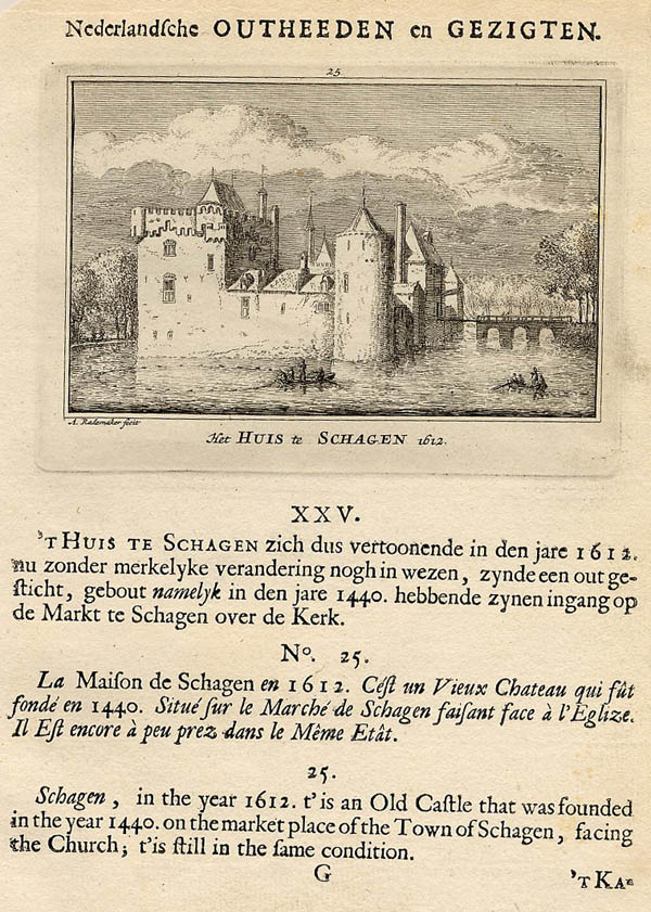 afbeelding van prent Het Huis te Schagen 1612 van Abraham Rademaker (Schagen)