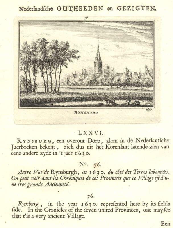 afbeelding van prent Rynsburg 1630 van Abraham Rademaker (Rijnsburg)