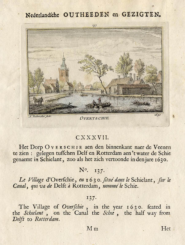 afbeelding van prent Overtschie 1630 van Abraham Rademaker (Overschie)