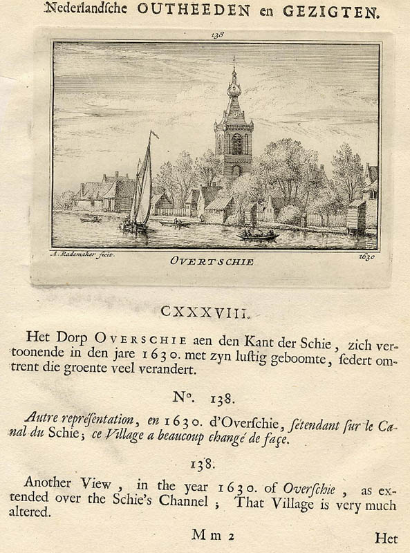 afbeelding van prent Overtschie 1630 van Abraham Rademaker (Overschie)