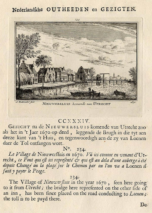 afbeelding van prent Nieuwersluis komende van Utrecht 1670 van Abraham Rademaker (Nieuwersluis)