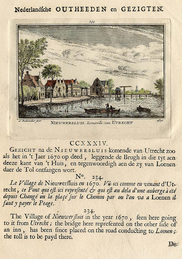 afbeelding van prent Nieuwersluis komende van Utrecht 1670 van Abraham Rademaker (Nieuwersluis)