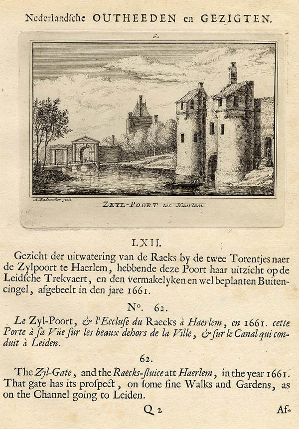 afbeelding van prent Zeyl-Poort tot Haarlem van Abraham Rademaker (Haarlem)