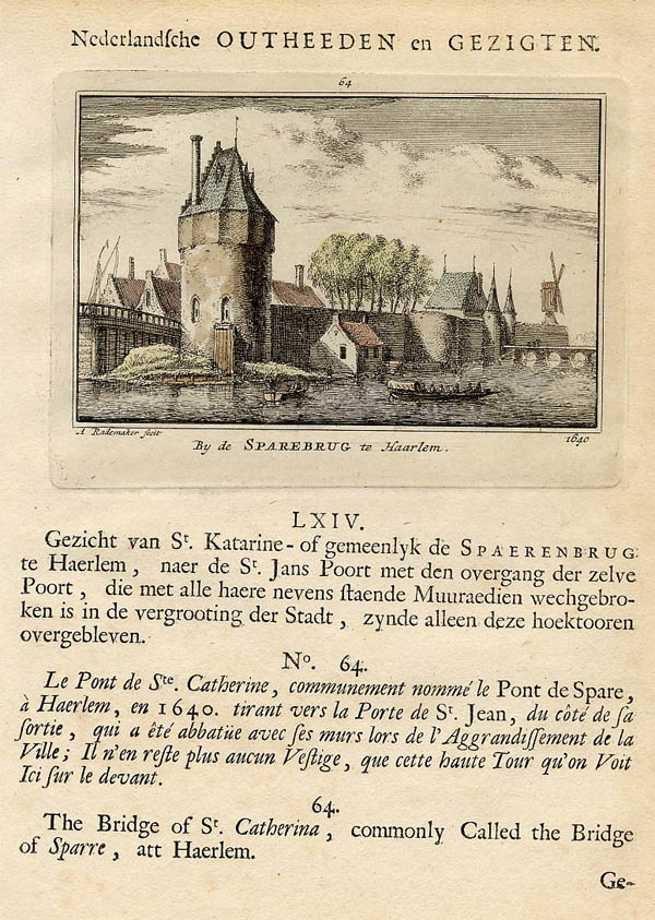 afbeelding van prent By de Sparenbrug te Haarlem 1640 van Abraham Rademaker (Haarlem)