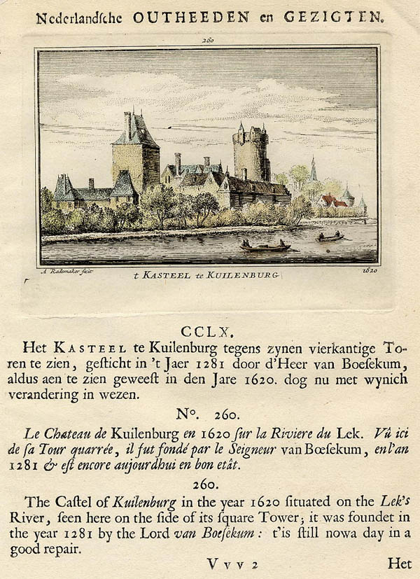 afbeelding van prent t Kasteel te Kuilenburg 1620 van Abraham Rademaker (Culemborg)