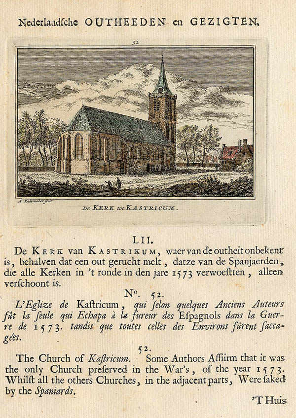 afbeelding van prent De kerk tot Kastricum van Abraham Rademaker (Castricum)
