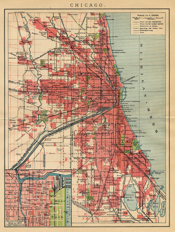 afbeelding van plattegrond Chicago van Winkler Prins (Chicago)