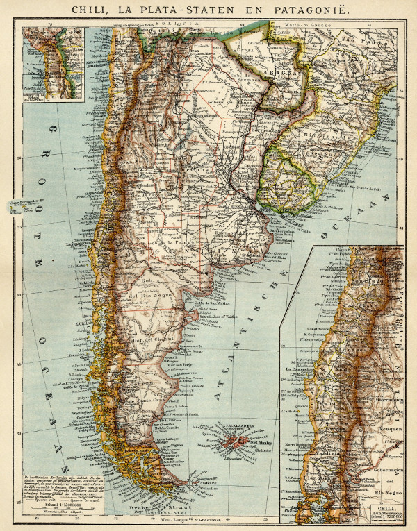 afbeelding van kaart Chili, La Plata-Staten en Patagonië van Winkler Prins