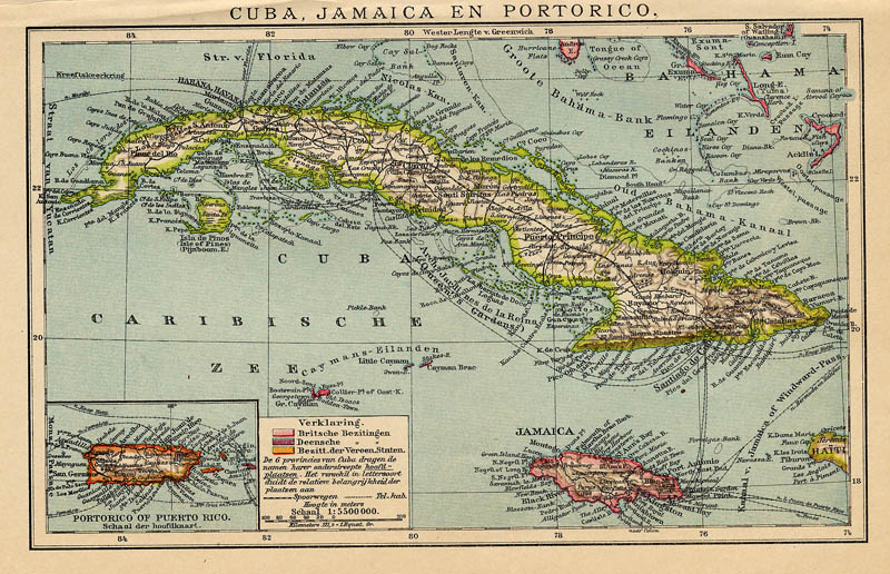 afbeelding van kaart Cuba, Jamaica en  Portorico van Winkler Prins