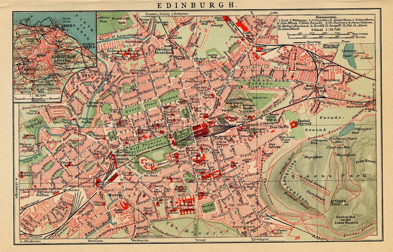 afbeelding van plattegrond Edinburgh van Winkler Prins (Edinburgh, Edinborough)