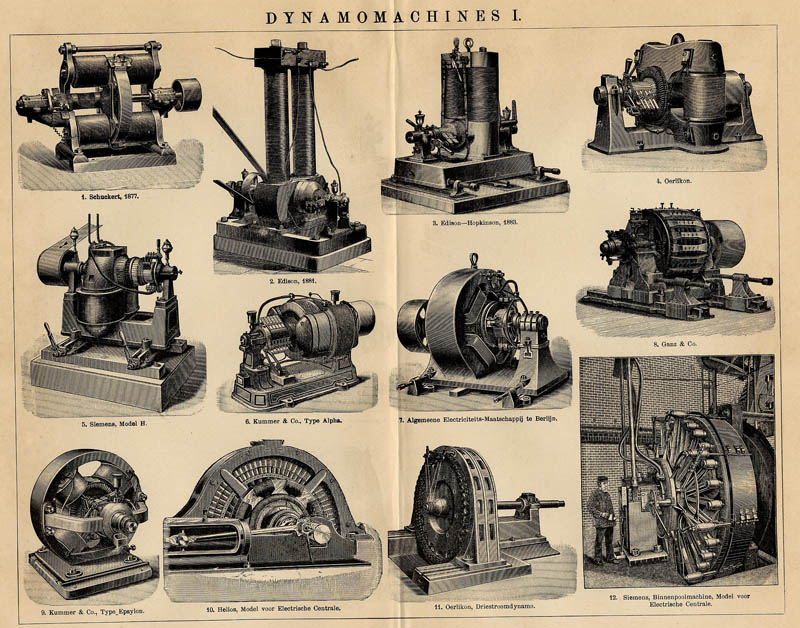afbeelding van prent Dynamomachines-I van Winkler Prins