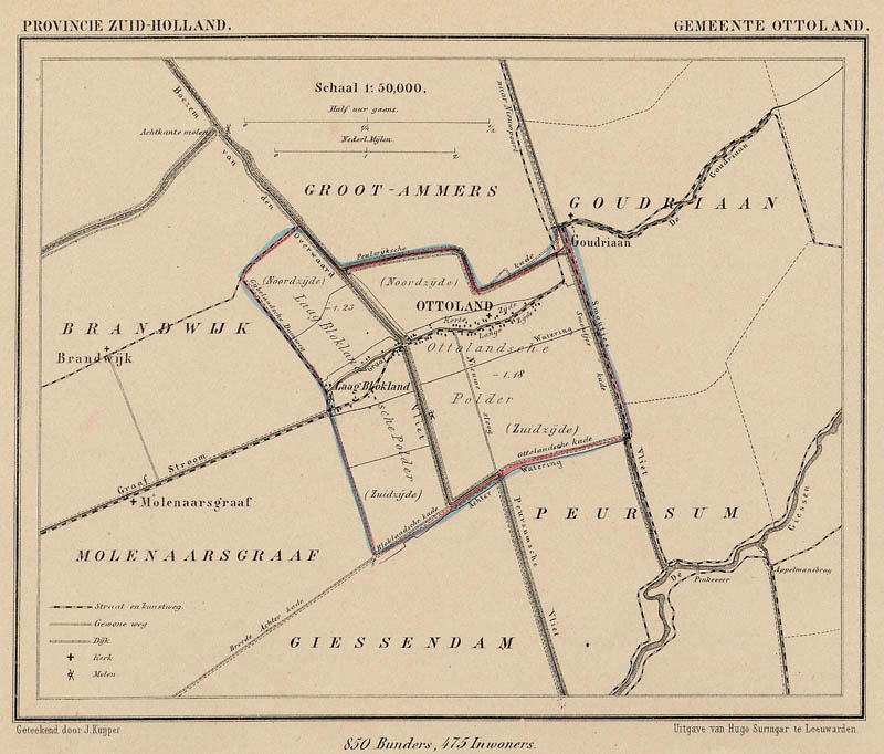 afbeelding van Kuyperkaart Gemeente Ottoland van Jacob Kuyper (Kuijper)