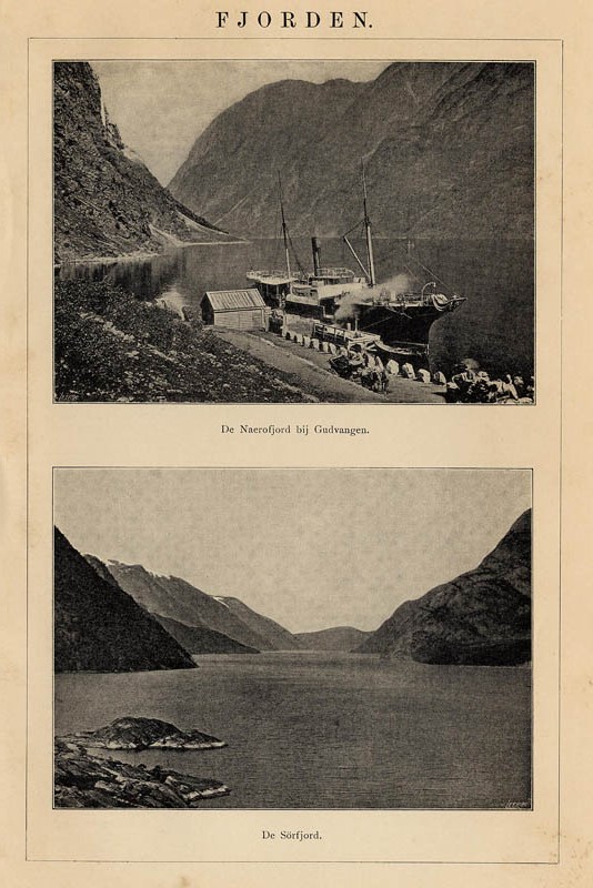 afbeelding van prent Fjorden van Winkler Prins (Naerofjord, De Sörfjord)