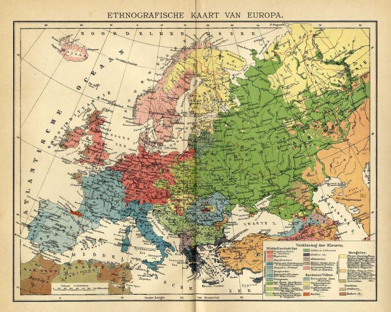 afbeelding van kaart Ethnografische kaart van Europa van Winkler Prins