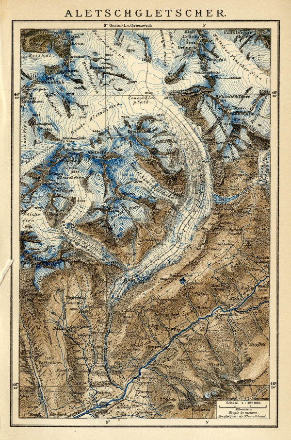 afbeelding van kaart Aletschgletscher van Winkler Prins