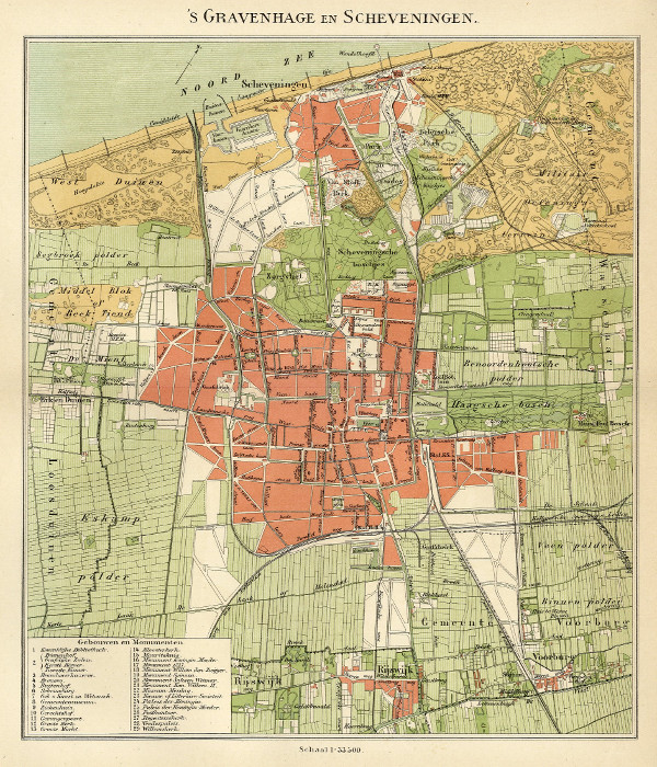 afbeelding van plattegrond ´s Gravenhage en Scheveningen van Winkler Prins (´s Gravenhage en Scheveningen)