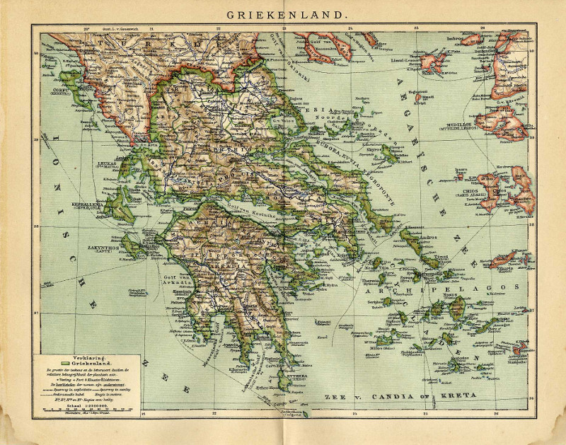 afbeelding van kaart Griekenland van Winkler Prins