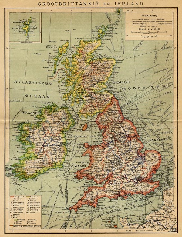 afbeelding van kaart Grootbrittanië en Ierland van Winkler Prins