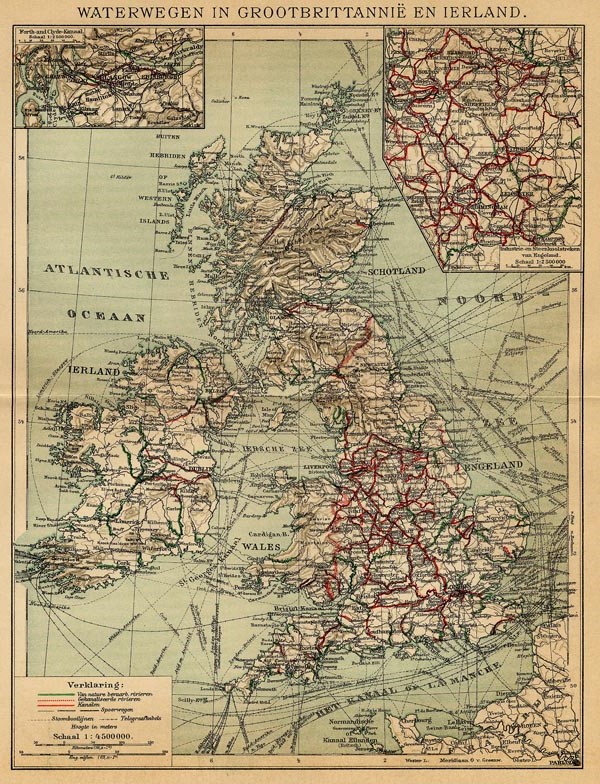 afbeelding van kaart Waterwegen in Grootbrittanië en Ierland van Winkler Prins