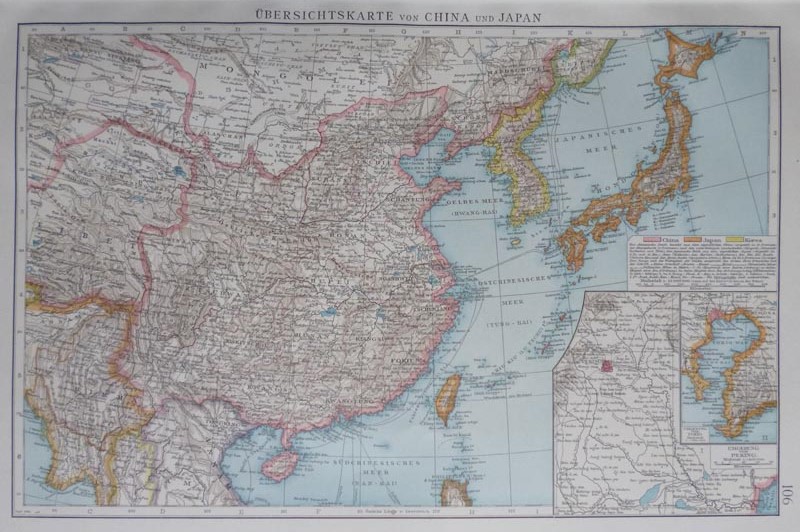 afbeelding van kaart übersichtskarte von China Und Japan van nn