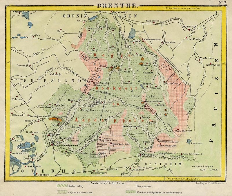 afbeelding van kaart Drenthe van Posthumus, van Bemmelen, Brinkman