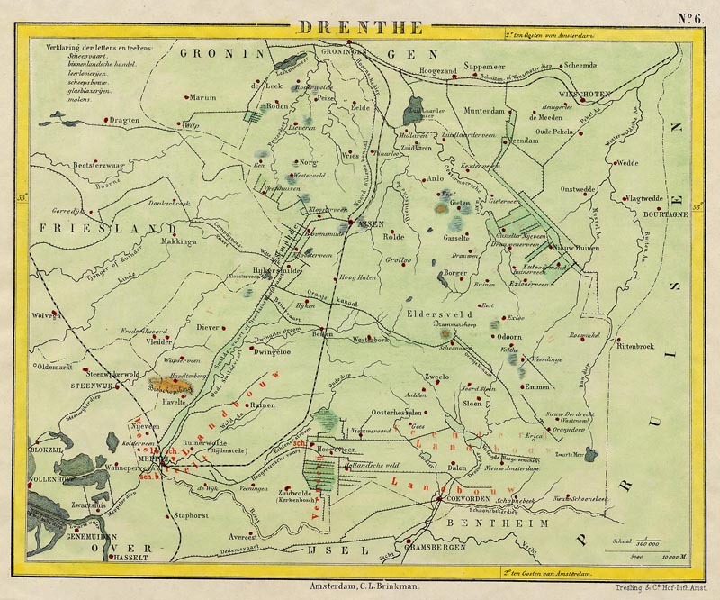 afbeelding van kaart Drenthe van Posthumus, van Bemmelen, Brinkman