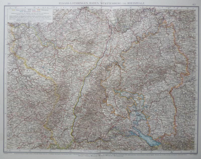 afbeelding van kaart Elsass-Lothringen, Baden, Würtemberg und Rheinpfalz van  A. Thomas, E. Umbreit