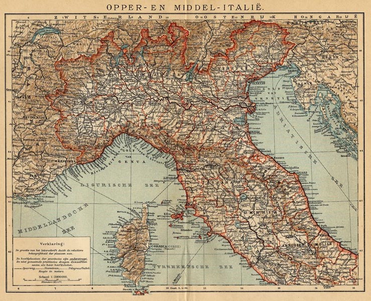 afbeelding van kaart Opper- en Middel - Italië van Winkler Prins