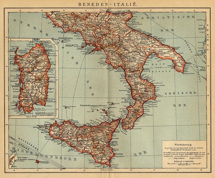 afbeelding van kaart Beneden - Italië van Winkler Prins
