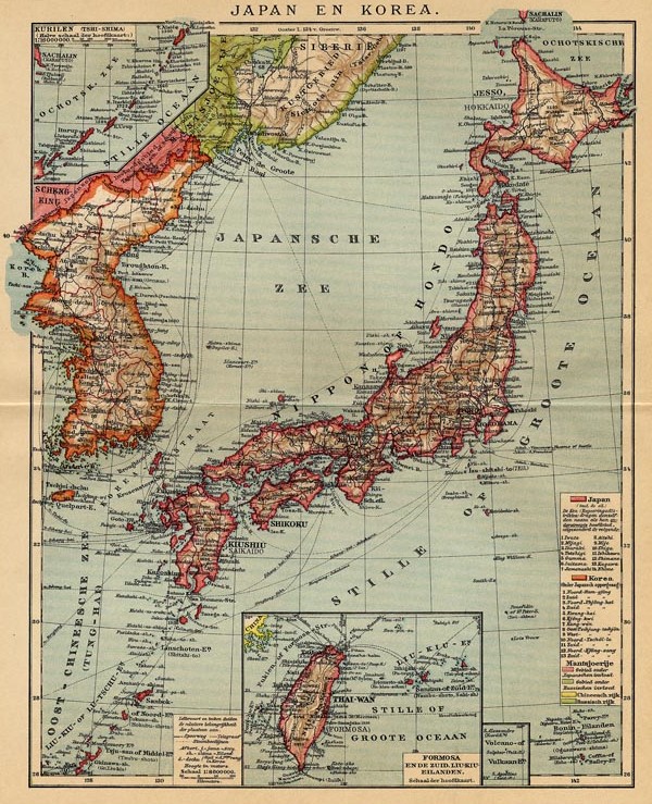 afbeelding van kaart Japan en Korea van Winkler Prins