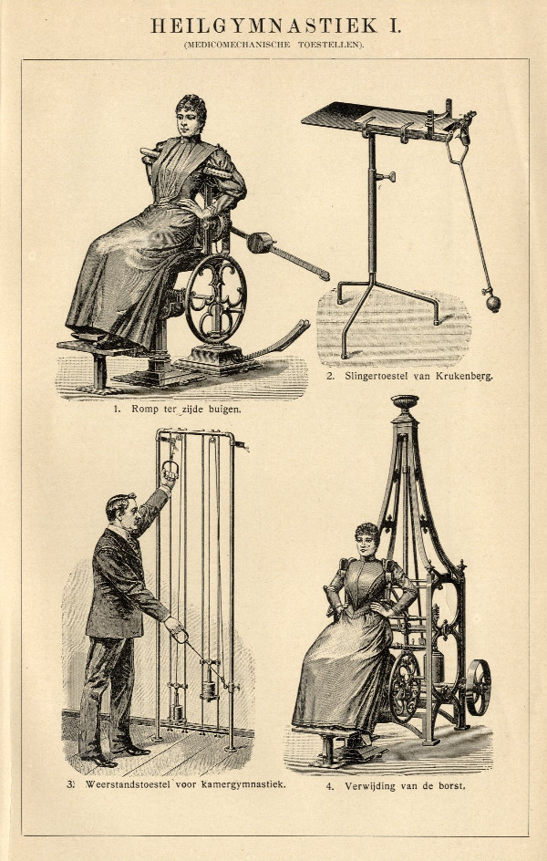 afbeelding van prent Heilgymnastiek I (Medicomechanische toestellen) van Winkler Prins (Geneeskunde)