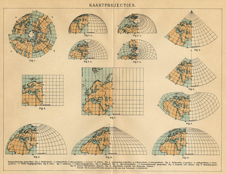 afbeelding van prent Kaartprojecties van Winkler Prins