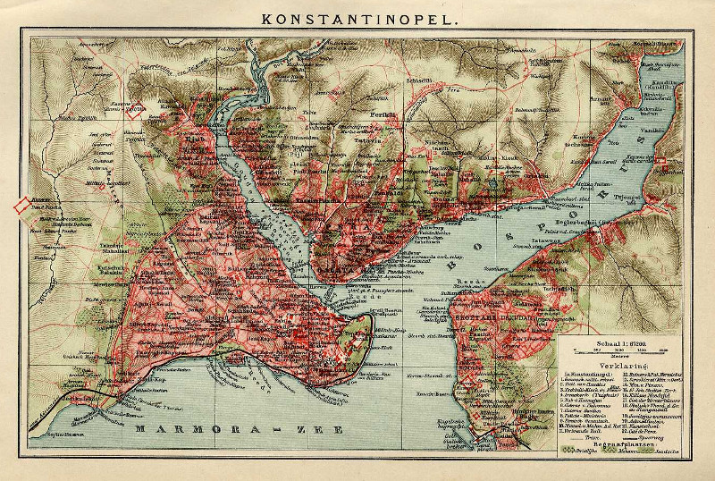 afbeelding van plattegrond Konstantinopel van Winkler Prins (Istanbul, Constantinopel)
