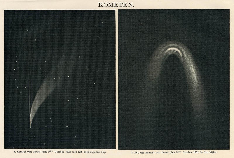 afbeelding van prent Kometen van Winkler Prins (Sterrenkunde)