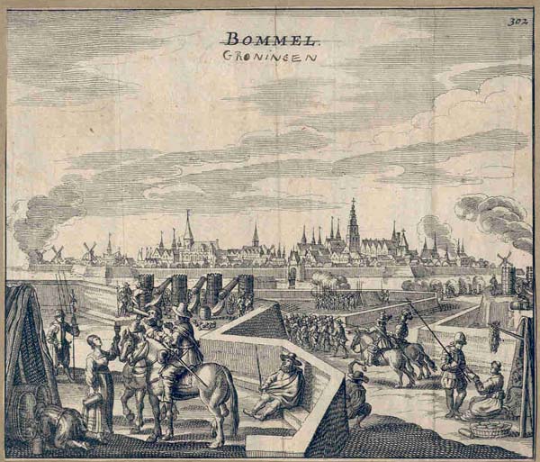 afbeelding van vogelvlucht Bommel (Groningen) van Jan Jansz. op t Water (Groningen)