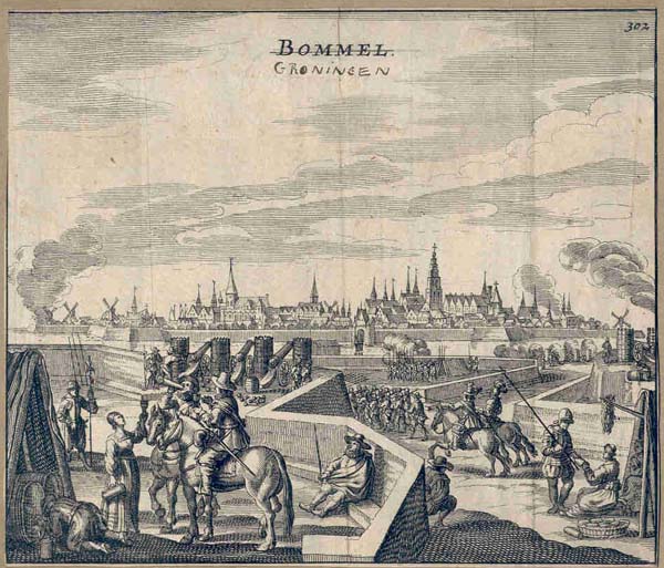 afbeelding van vogelvlucht Bommel (Groningen) van Jan Jansz. op t Water (Groningen)