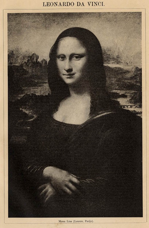 afbeelding van prent Leonardo da Vinci (Mona Lisa (Louvre Parijs) van Winkler Prins