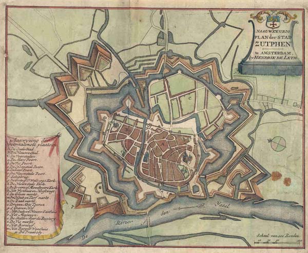 afbeelding van plattegrond Naauwkeurig plan der stad Zuphen van Hendrik de Leth (Zutphen)