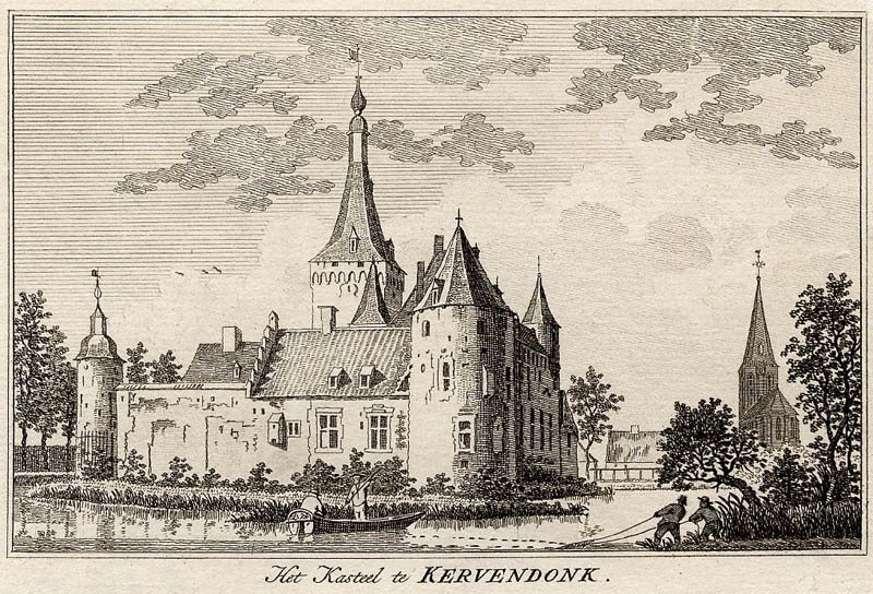 afbeelding van prent Het Kasteel te Kervendonk van Paulus van Liender, naar Jan de Beijer (Kleef)