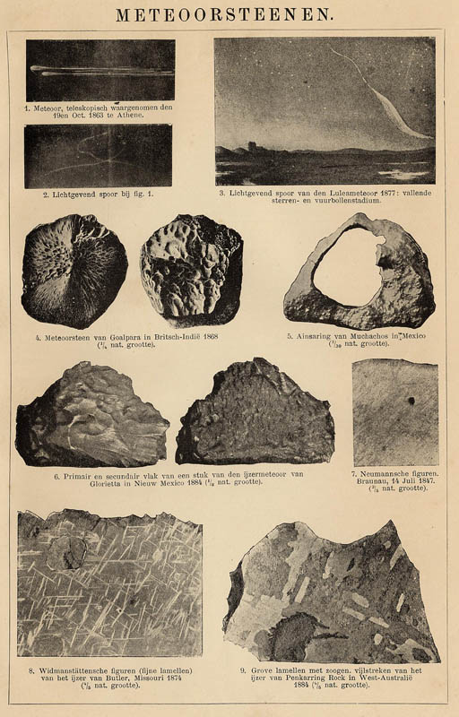 afbeelding van prent Meteoorsteenen van Winkler Prins (Sterrenkunde)