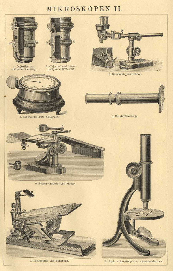 afbeelding van prent Mikroskopen II van Winkler Prins