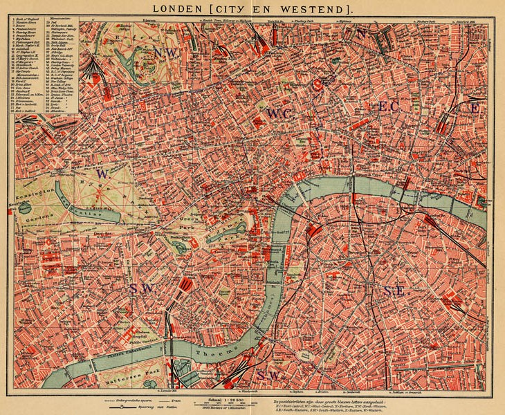 afbeelding van kaart Londen (City en Westend) van Winkler Prins