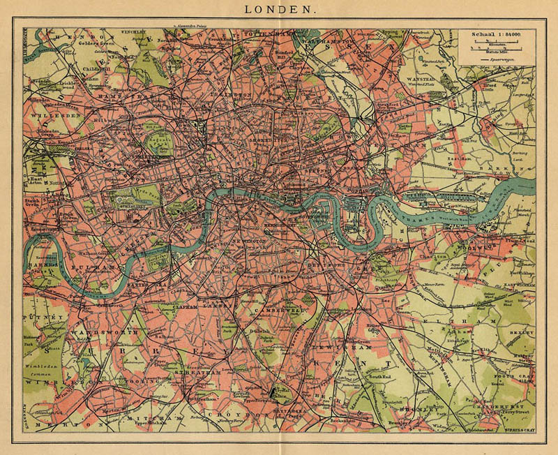 afbeelding van kaart Londen van Winkler Prins