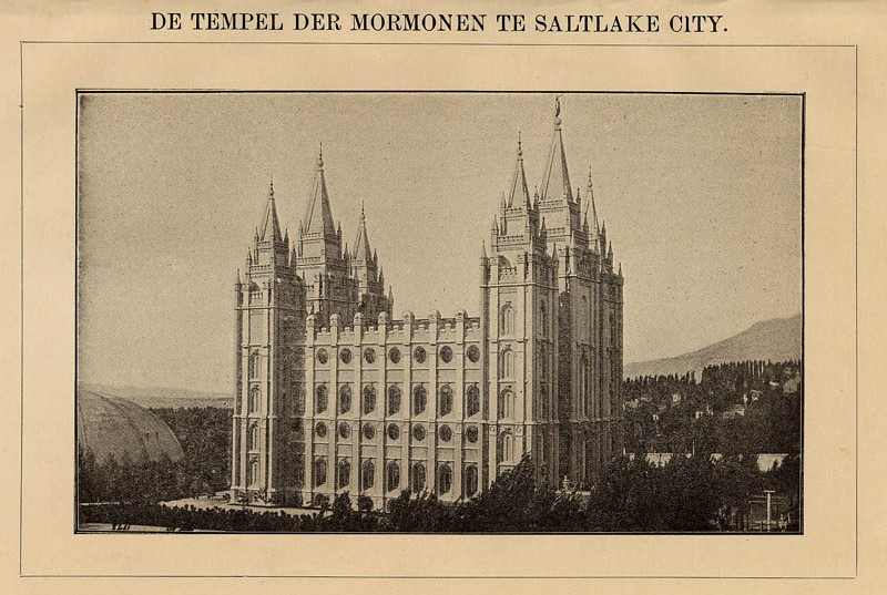 afbeelding van prent De tempel van de Mormonen te Saltlake City van Winkler Prins