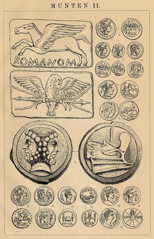 afbeelding van prent Munten II van Winkler Prins