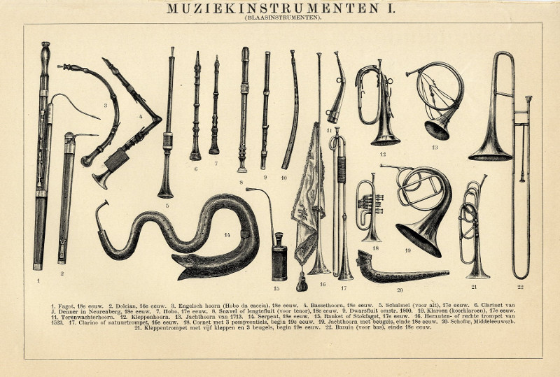 afbeelding van prent Muziekinstrumenten I van Winkler Prins