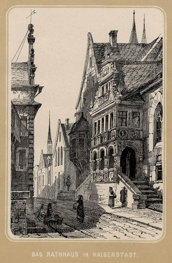 afbeelding van prent Das Rathhaus in Halberstadt van NN (Halberstadt)