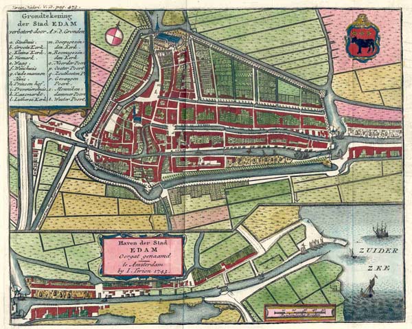 afbeelding van plattegrond Grondtekening der stad Edam van Isaac Tirion (Edam)