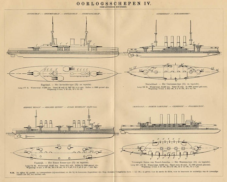 afbeelding van prent Oorlogsschepen IV van Winkler Prins (Schip)