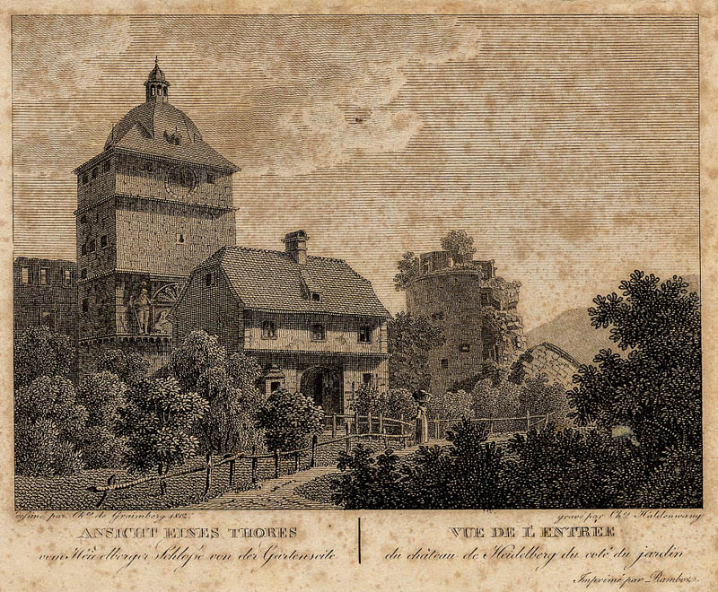 afbeelding van prent Ansicht Eines Thores van Ch. Haldenwang, naar Karl von Graimberg (Heidelberg)